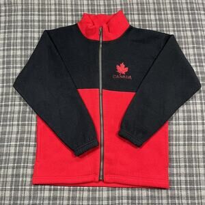 Vintage Canada Fleece Jacket Adult Size Small Full Zip Embroidered Logo Art
